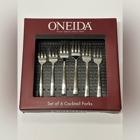 Oneida Set of 6 NOCHA Cocktail Seafood Forks Stainless Steel - NEW - Picture 3 of 3